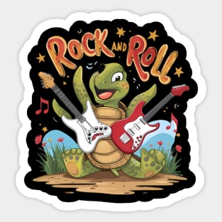 Groovy Turtle Rockstar Rock And Roll Sticker